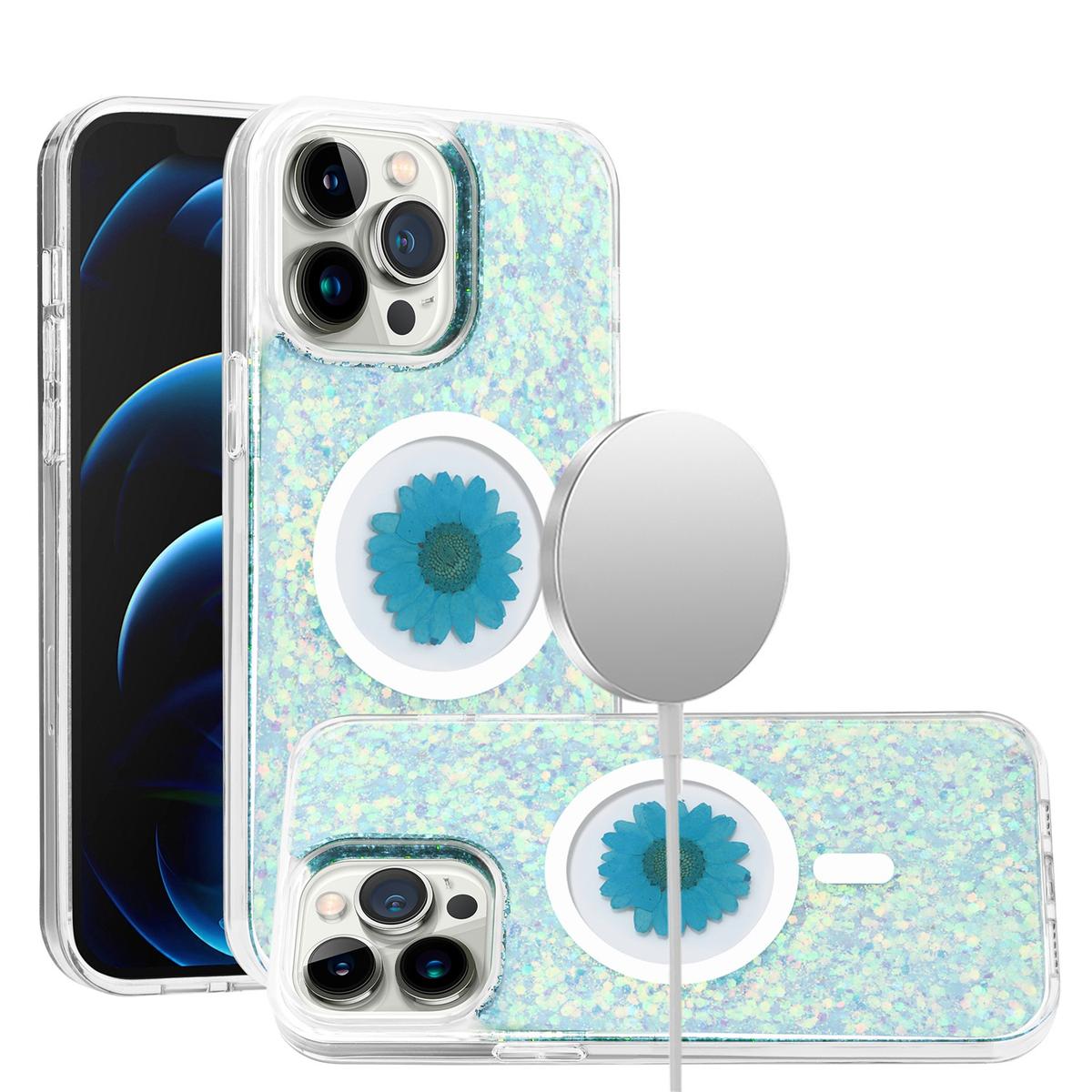 iPhone 13/14 Magnetic Ring Circle Real Flower Epoxy Glitter Hybrid Case – Floral Elegance Meets Functional Grip, photo 5 of 15