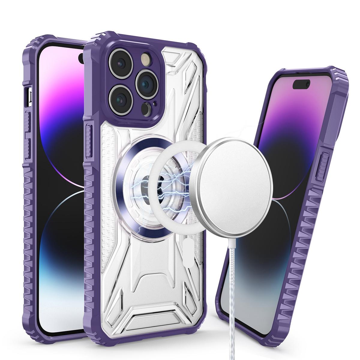Apple iPhone 11 Magnetic Circle Rugged Hybrid Clear Case - Purple