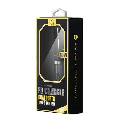 2-IN-1 18W PD Fast Type C&USB Dual Ports Car Charger+Type C to 8 pin Cable in Black, photo 5 of 5