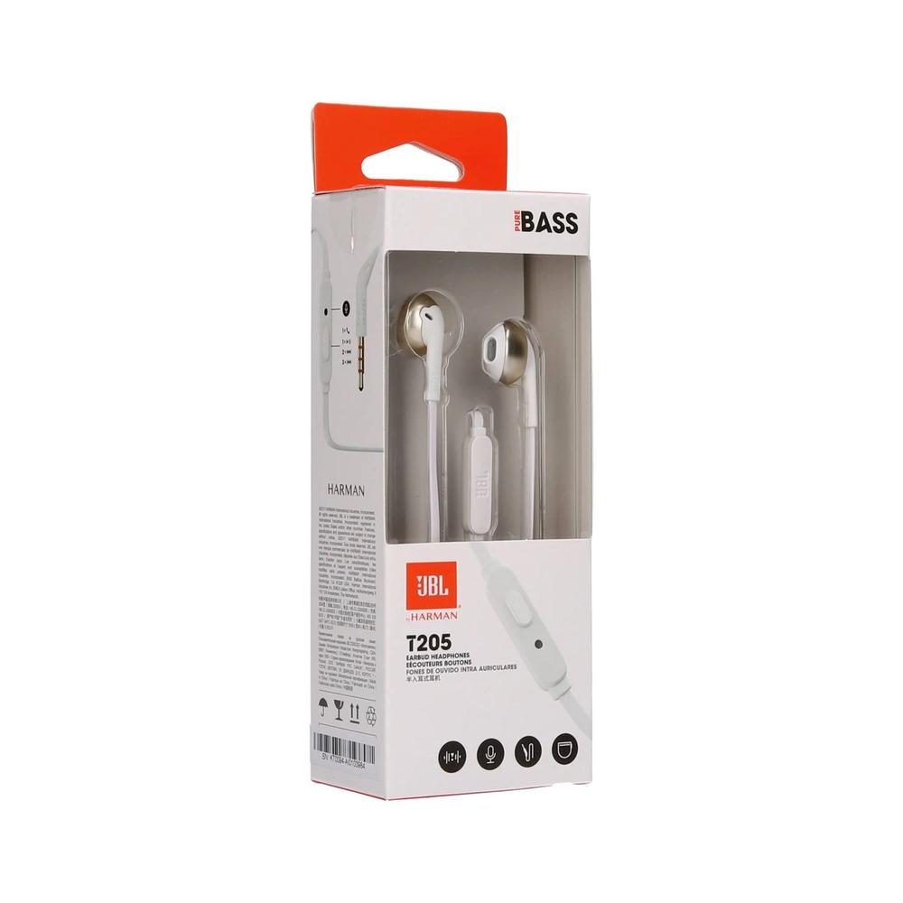 JBL TUNE 205 - In-Ear Headphone with One-Button Remote/Mic - WHITE