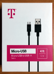 Micro USB to USB-A Charge and Sync Cable 4ft /1.2m Tangle Free T-Mobile