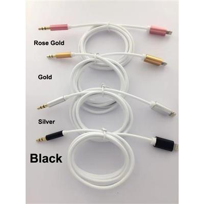 Lightning to 3.5mm Jack AUX Audio Adapter Cable for iPhone, iPad in Black