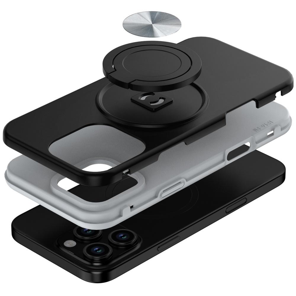 iPhone 16 Pro 6.3" Metal CD Pattern Hybrid Case | Matte Finish with 360° Rotational Ring & Car Mount Compatibility, photo 2 of 6