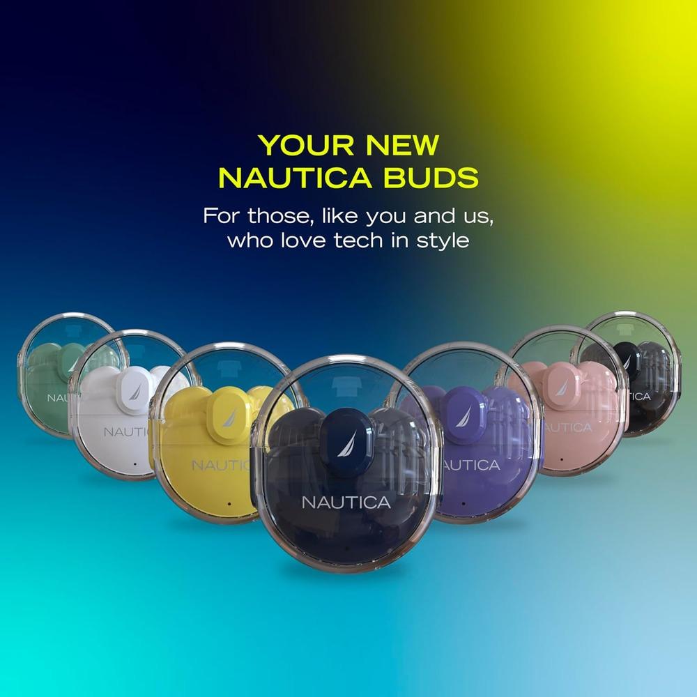 NAUTICA T320 Bluetooth Earbuds, Wireless Connection, 6 Hours Playtime, Bluetooth 5.1, Hands-Free Stereo Calls, Fast Auto Pair, IPX5 Splashproof, Lightweight Transparent Design for iOS, Android, photo 6 of 10