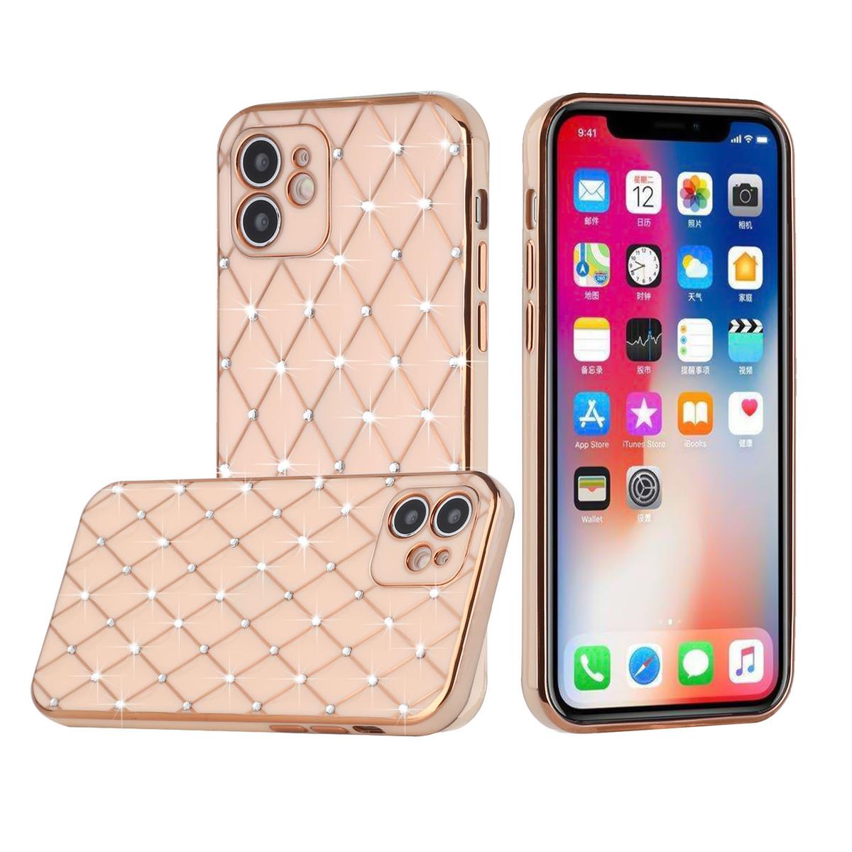 Apple iPhone 14 PRO 6.1" Electroplated Grid TPU Case Cover with Diamond Accents | Stylish Shockproof Design, photo 3 of 5