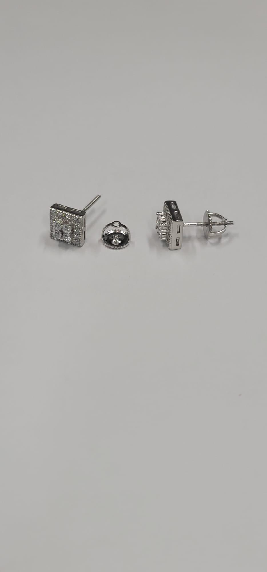 S925 Sterling Silver Halo Princess Lab Grown Diamond Earrings, photo 2 of 2
