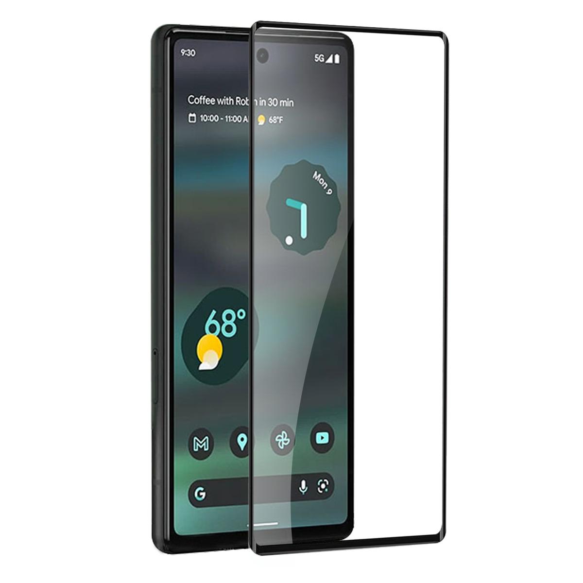 Google Pixel 7 Bulk White Paper Card Package Black edged Tempered Glass (Black)