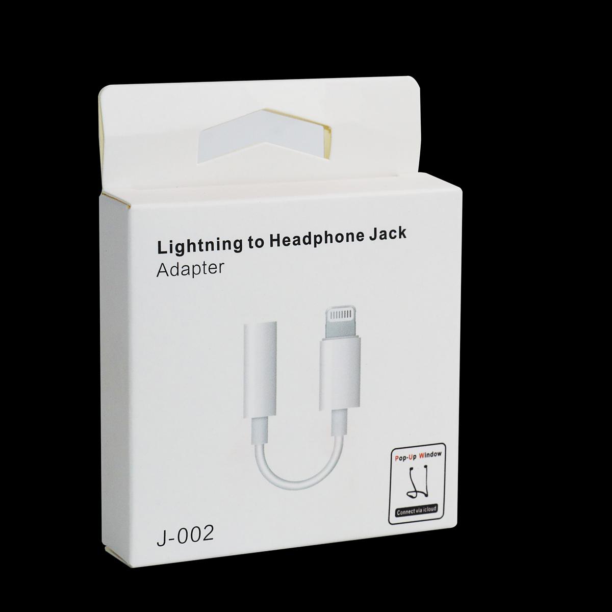 Wired Bluetooth Lightning to Headphone Jack Adapter with Pop-up Window in White