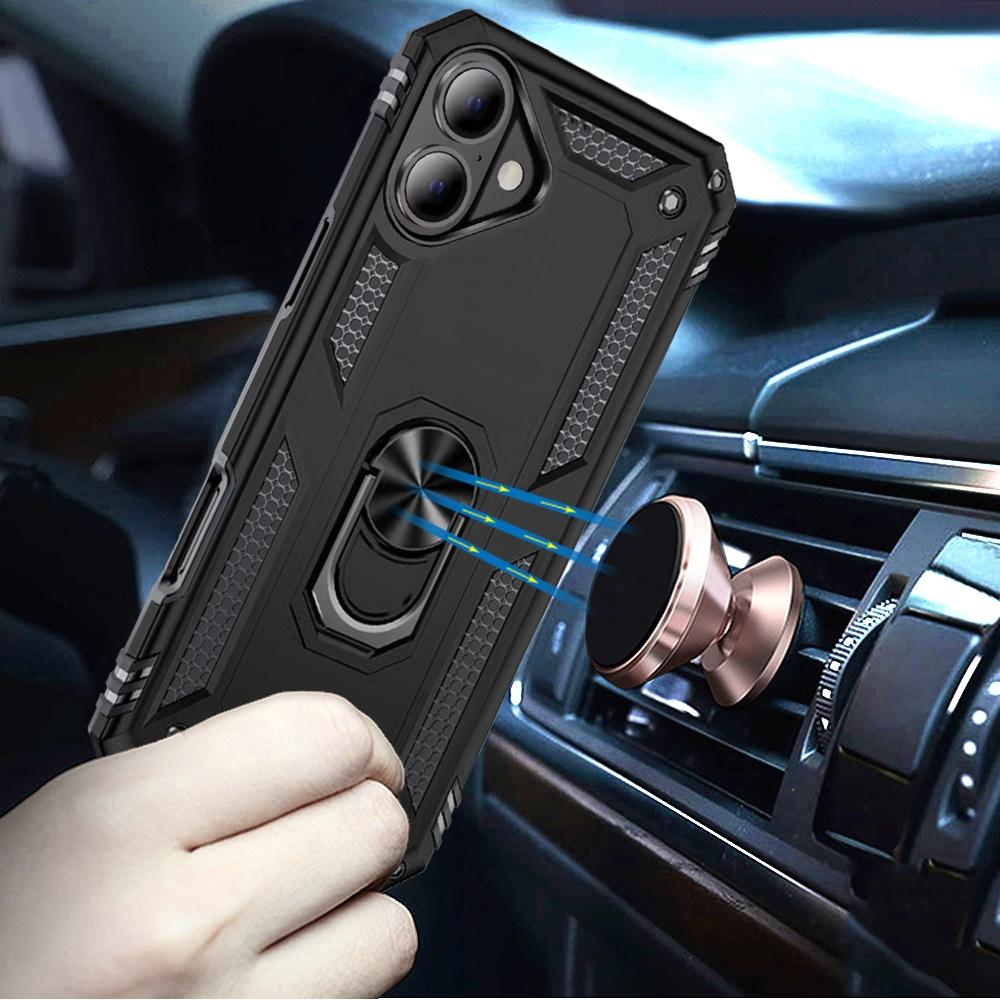 For iPhone 17 Premium Quality Ring Magnetic Kickstand Hybrid Case Cover – Black, photo 3 of 4