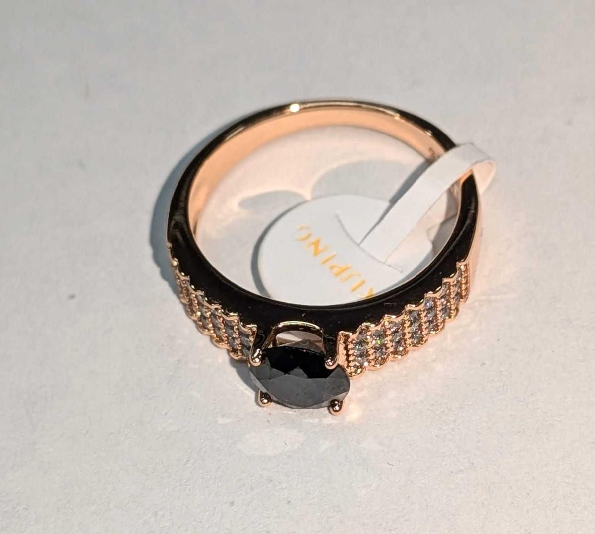 Elegant Black Stone Gold Plated Crystal Ring For Girls/Women, photo 2 of 2