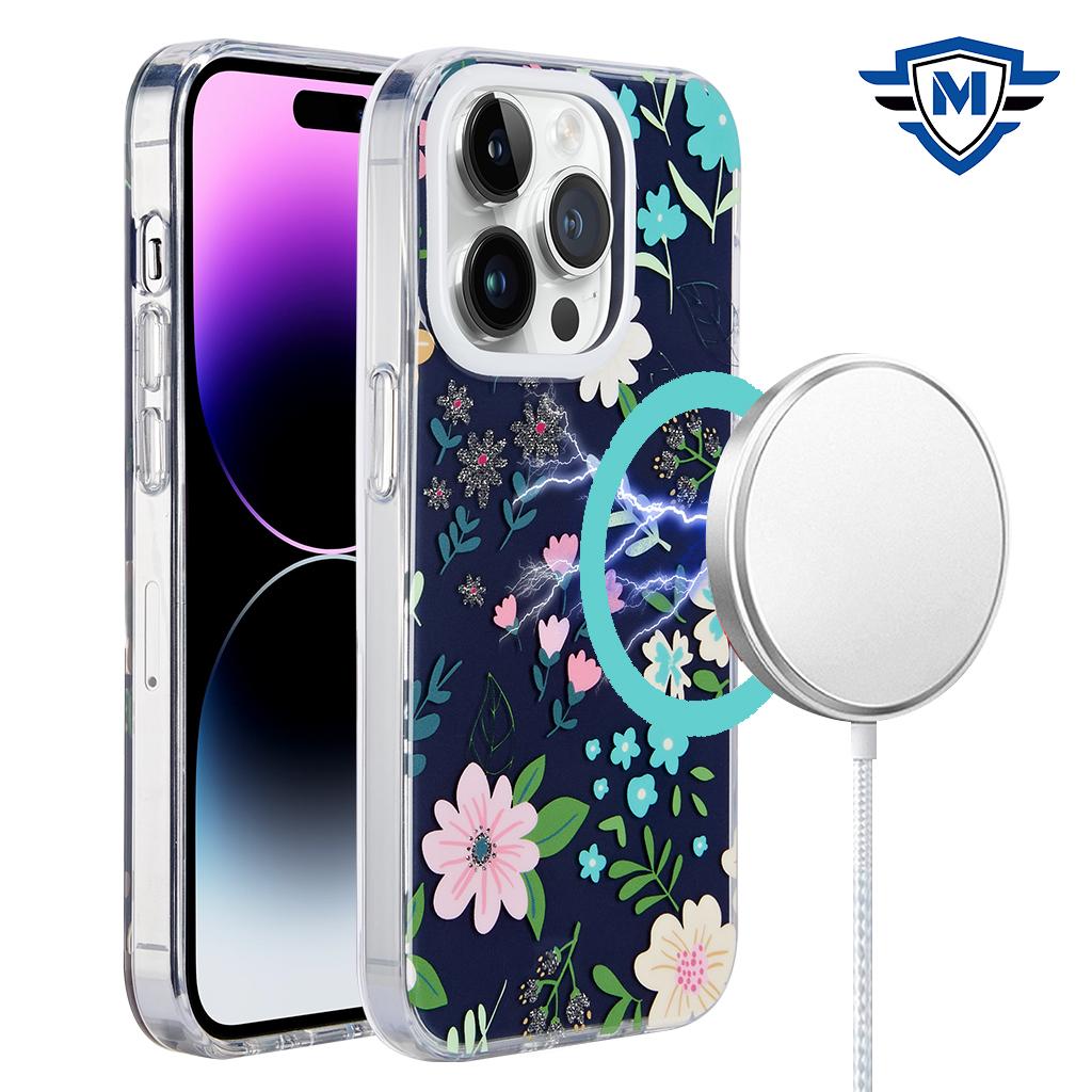 iPhone 15 METKASE Double Protection IMD Design Pattern [Magnetic Circle] Premium Case - Galaxy Floral