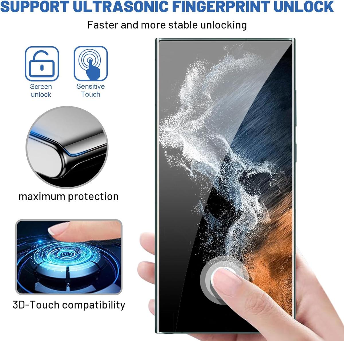 Pack of 3 Samsung Galaxy S22 Ultra Tempered Glass Screen Protectors – Case Friendly, HD Clear & Bubble-Free Application, photo 3 of 4