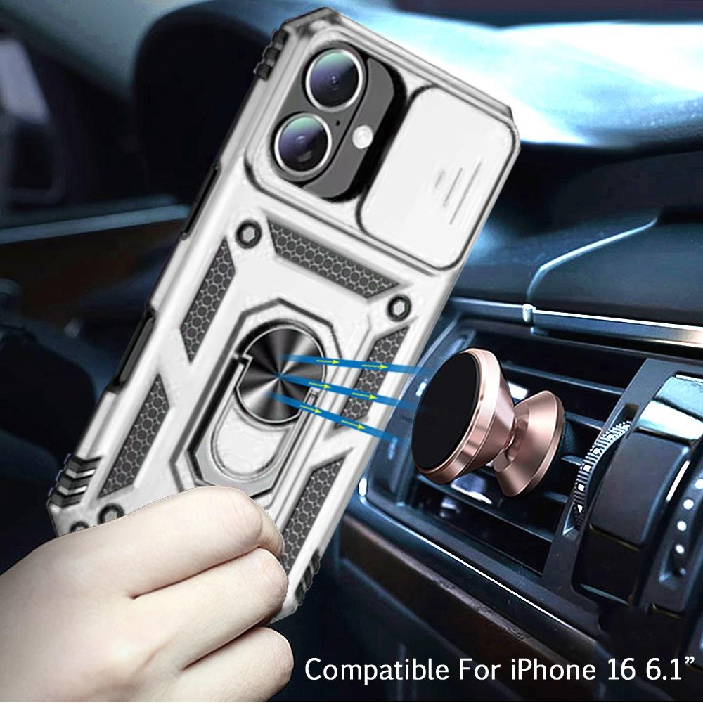 iPhone 16 6.1" Magnetic Ring Stand Case – Full Camera Protection, photo 6 of 7