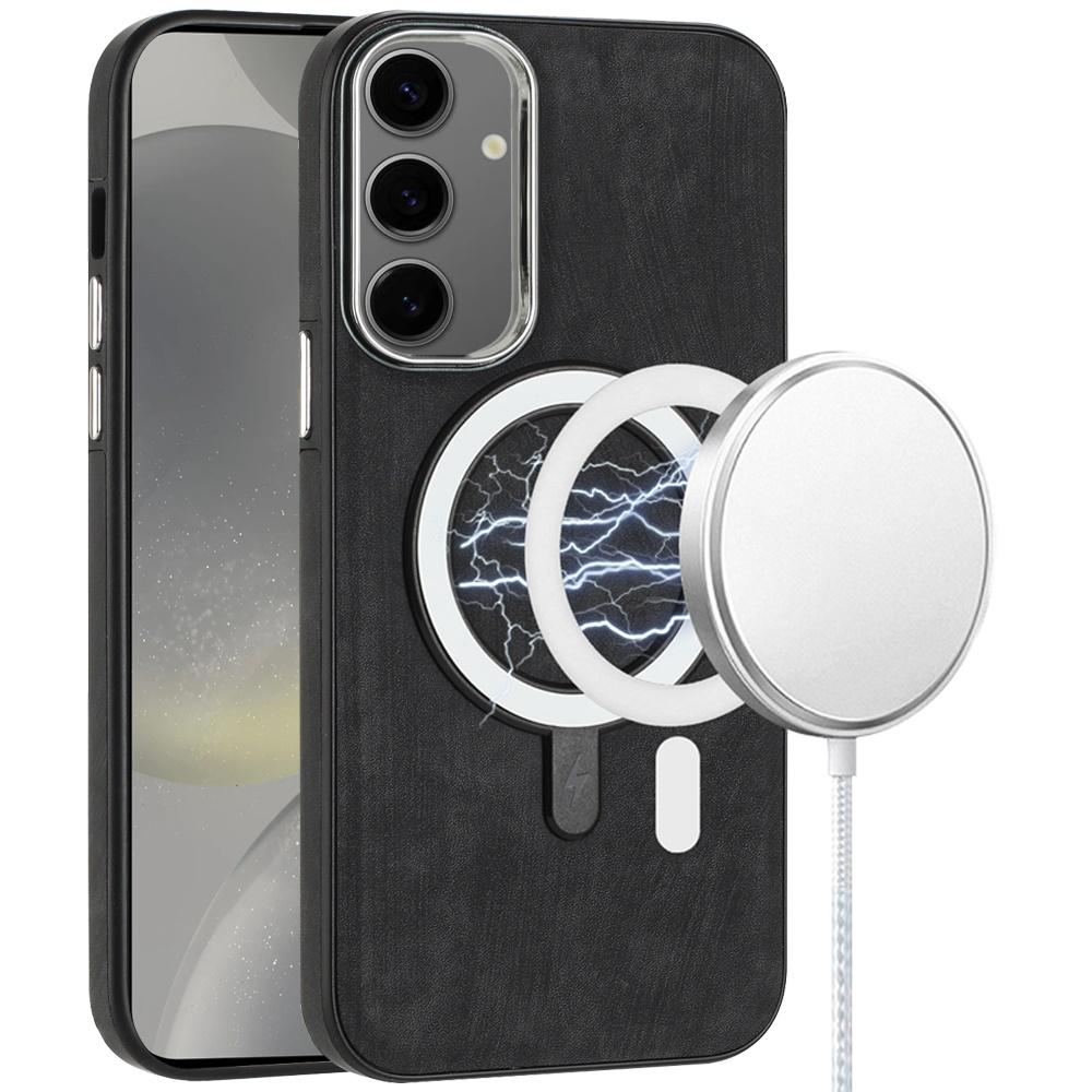 Samsung Galaxy s24 Fashion PU Vegan Chrome Edged Case Cover - Black