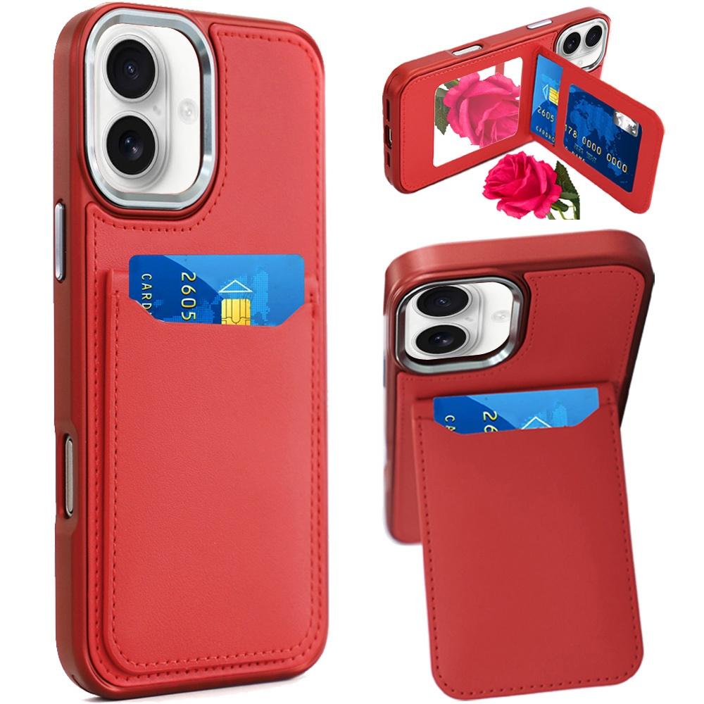 For iPhone 17 Premium Quality Card Holder with Mirror Inside PU Leather Hybrid Case Cover, photo 3 of 3