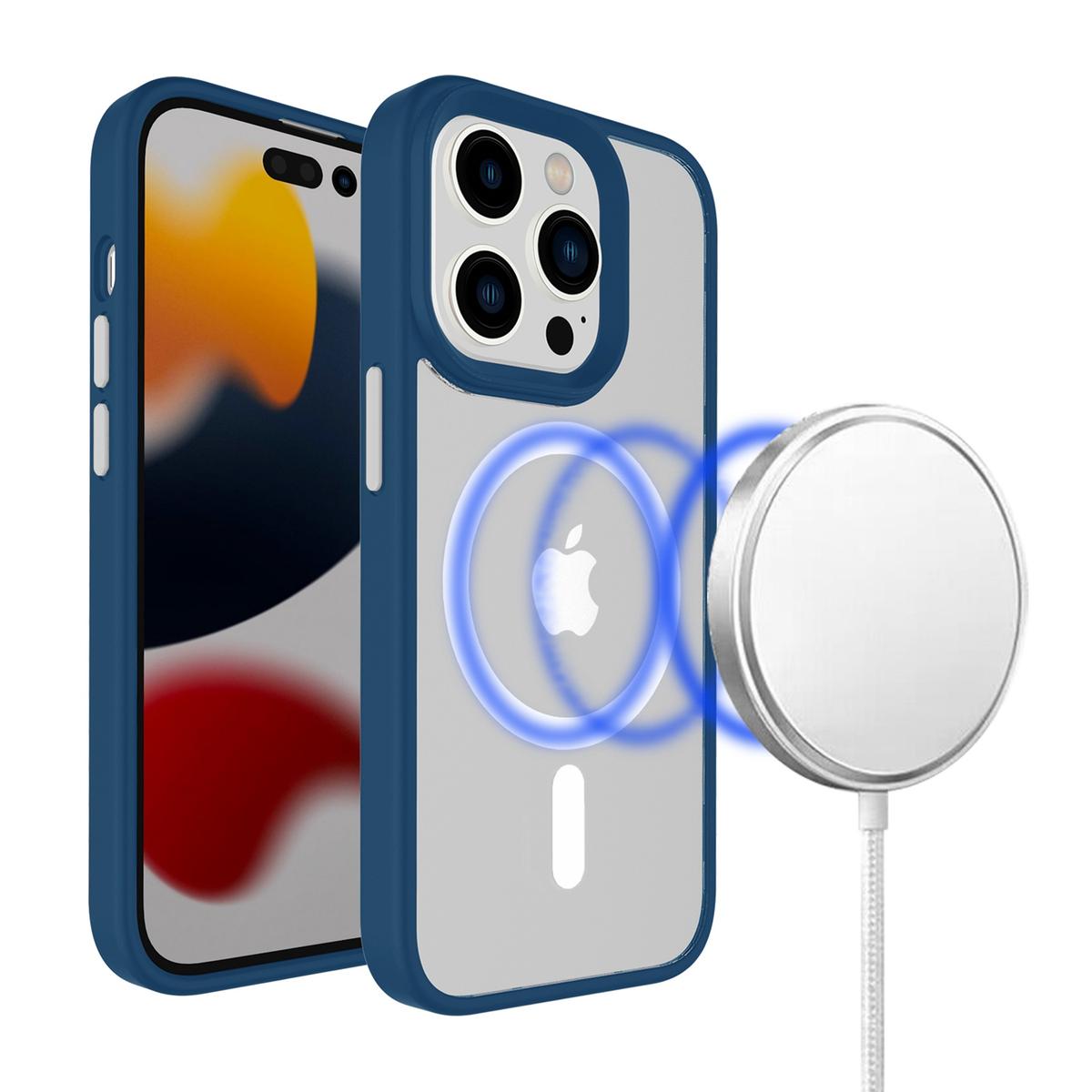 iPhone 15 Core [Magnetic Circle] Colorful Buttons Thick 2mm Hybrid - Blue
