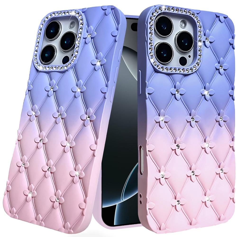 Luxury Gradient Floral Quilted Rhinestone Phone Case for iPhone 16 Pro Max | Available in Multiple Colors | US Seller | Free Delivery, photo 4 of 5