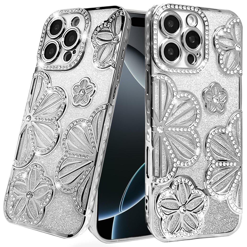 Luxury Bling Flower Pattern Rhinestone Case for iPhone 16 Pro Max | Available in Multiple Colors | US Seller | Free Delivery, photo 5 of 5