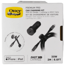OtterBox (6.6Ft) Premium Pro 8-Pin Lightning to USB-C Car Charging Kit (30W)