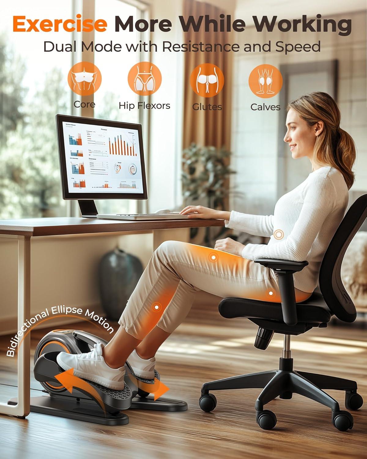 YOSUDA Under Desk Elliptical Electric, Seated Ellipse Leg Exerciser for Seniors with Remote Control, Fully Assembled Elliptical Exercise Machine for Home Use with 10 Adjustable Resistances & Speeds, photo 3 of 7