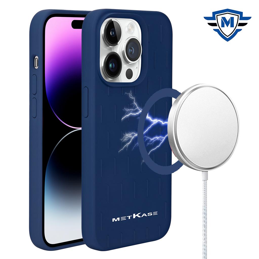  iPhone 15 METKASE Boundless Liquid Silicone [Magnetic Circle] Thick Lined Design Hybrid Case - Dark Blue product