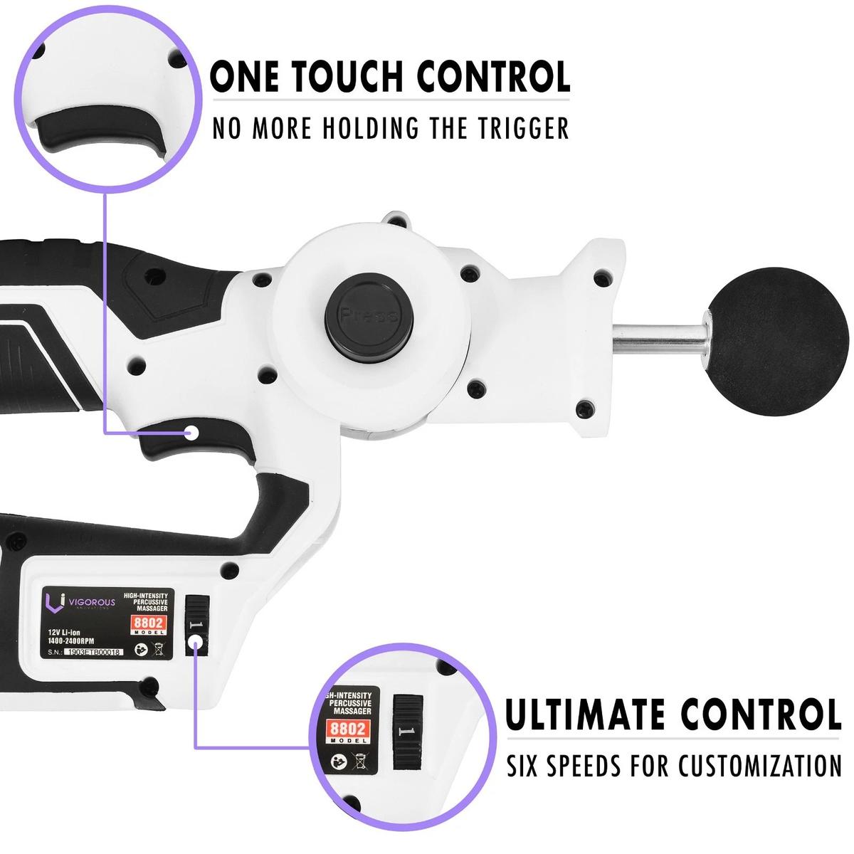 VIGOROUS Compact Personal Percussion Massage Gun with Case & Attachments, photo 3 of 5