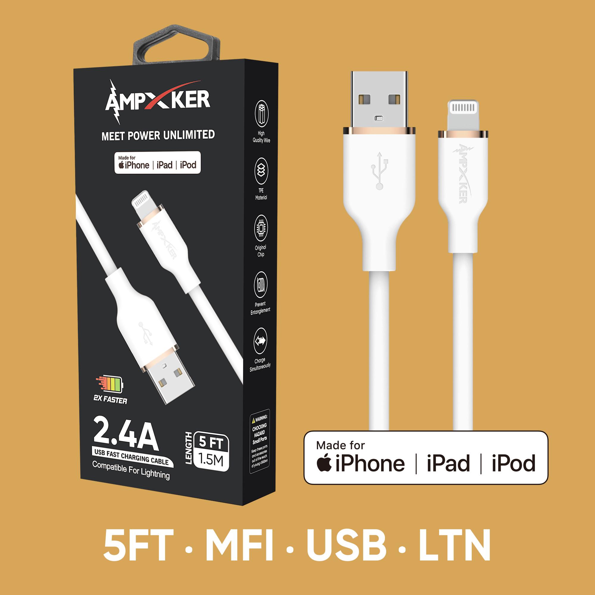 MFI Apple Certified - 2.4A Fast Charging Silicone Cable-white product