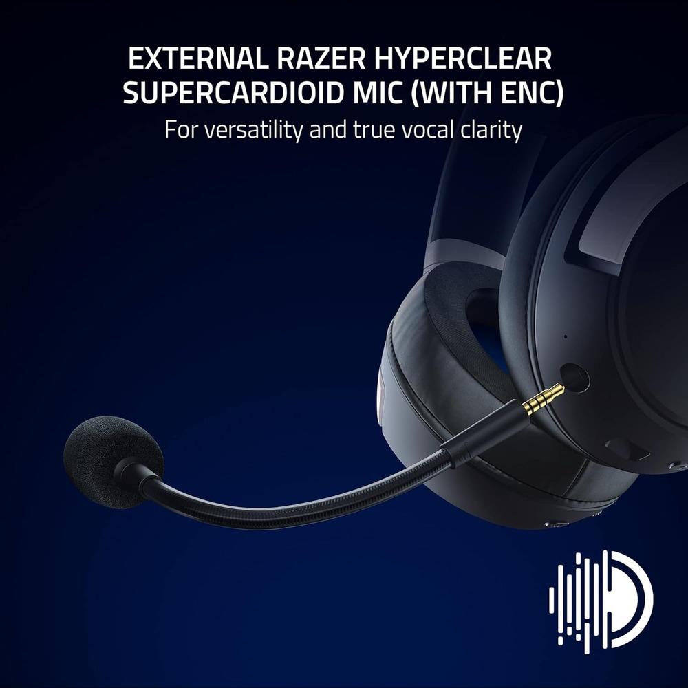 Razer Kaira Pro HyperSpeed Wireless Gaming Headset with Haptics for PlayStation 5 / PS5, PS4, PC, Mobile: Titanium 50mm Drivers - Hybrid Mic - Low Latency Bluetooth - 30 Hr Battery - White & Black, photo 6 of 8