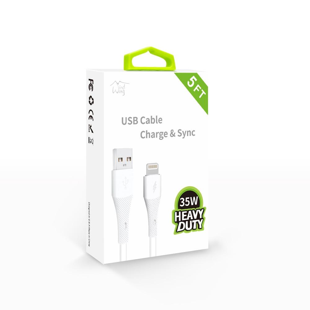 5FT Iphone Lighting Real Silicone Super Soft Material Fast Data and Charger Cable-White
