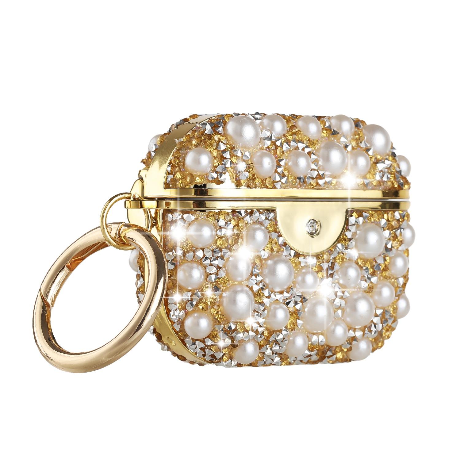 AirPods 3 Pearl Diamond Glitter Hybrid Case Cover - Gold