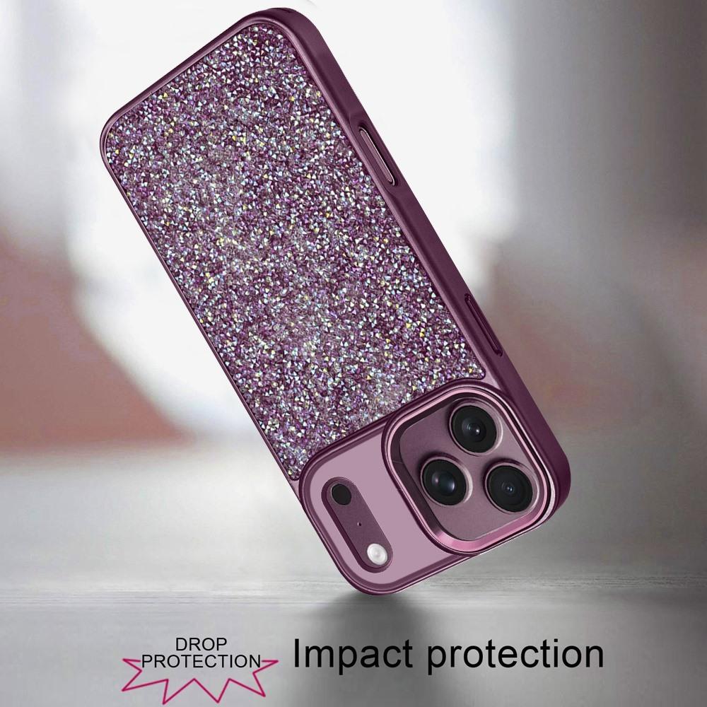 Apple iPhone 18 Pro Max Crystal Glass Diamond with Metallic Buttons and Edges Hybrid Case - Dark Cherry, photo 2 of 3