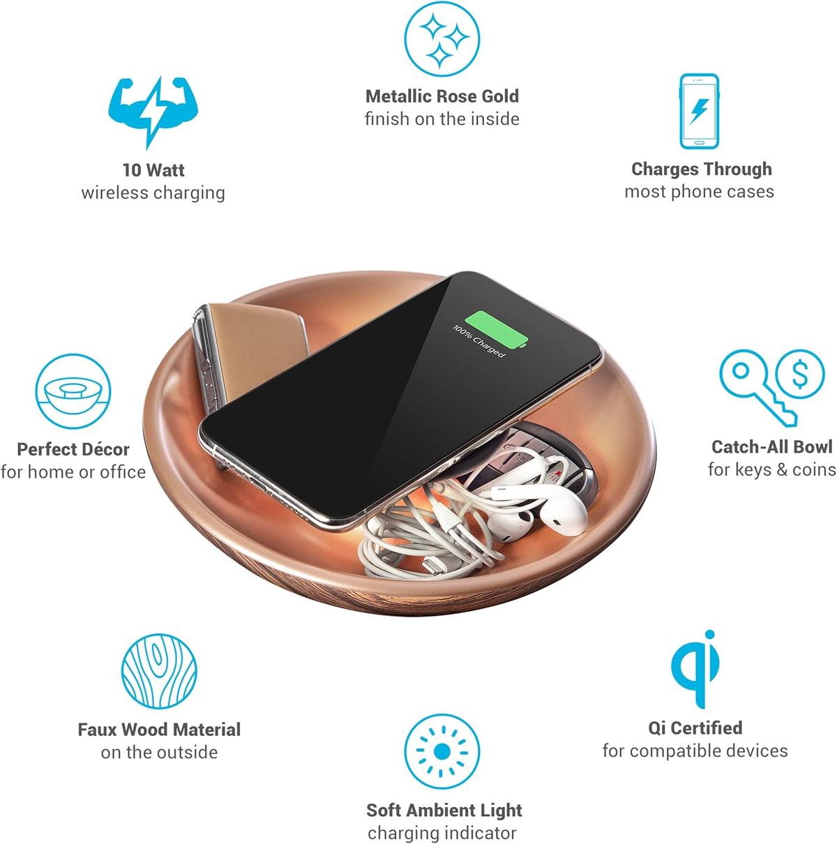 TYLT Bowl - 10W Qi Home Décor Wireless Charger & Desktop Organizer, photo 4 of 7