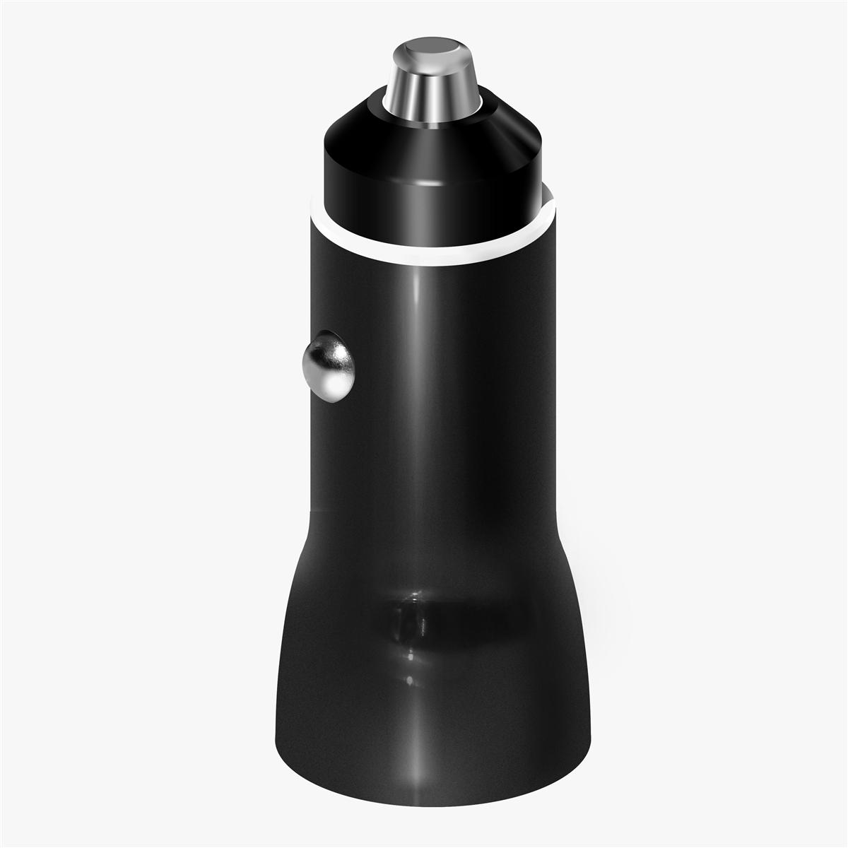 2-IN-1 18W PD Fast Type C&USB Dual Ports Car Charger+Type C to 8 pin Cable in Black, photo 3 of 5