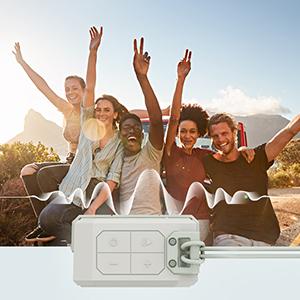 Nautica Bluetooth Portable Speaker, Waterproof Wireless Speaker, Outdoor Speaker, Bluetooth Patio Speakers, Loud Sound, Clear Audio, USB Drive, 15-Hour Playtime (Off White-Green), photo 2 of 7