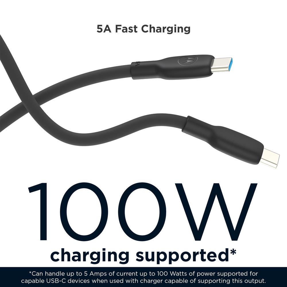 Motorola TurboPower Silicone 5A Black USB-C to USB-C Cable-BLACK