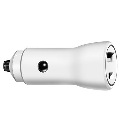 2-IN-1 18W PD Fast Type C&USB Dual Ports Car Charger+Type C to 8 pin Cable in White, photo 2 of 5