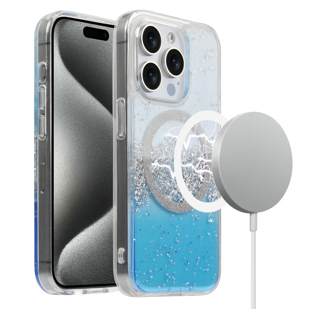 METKASE Glitter Transparent Shockproof MagSafe Case for iPhone 15 Pro, photo 2 of 10