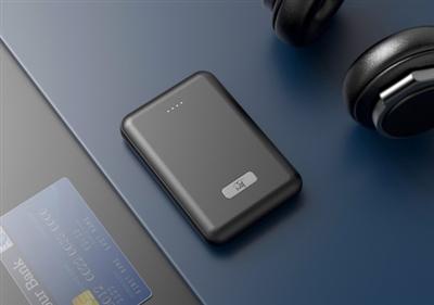 6000mAh Portable Mobile Power Bank with Power Level indicator in Black
