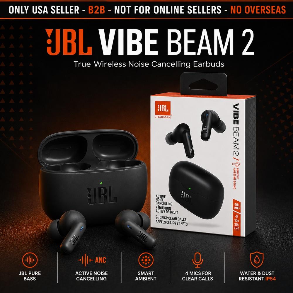 JBL Vibe Beam 2 True Wireless Noise Cancelling Earbuds, Pure Bass Sound, Smart Ambient, 4 Mics for Clear Calls, Up to 40H Playback, IP54 Rated (Black)