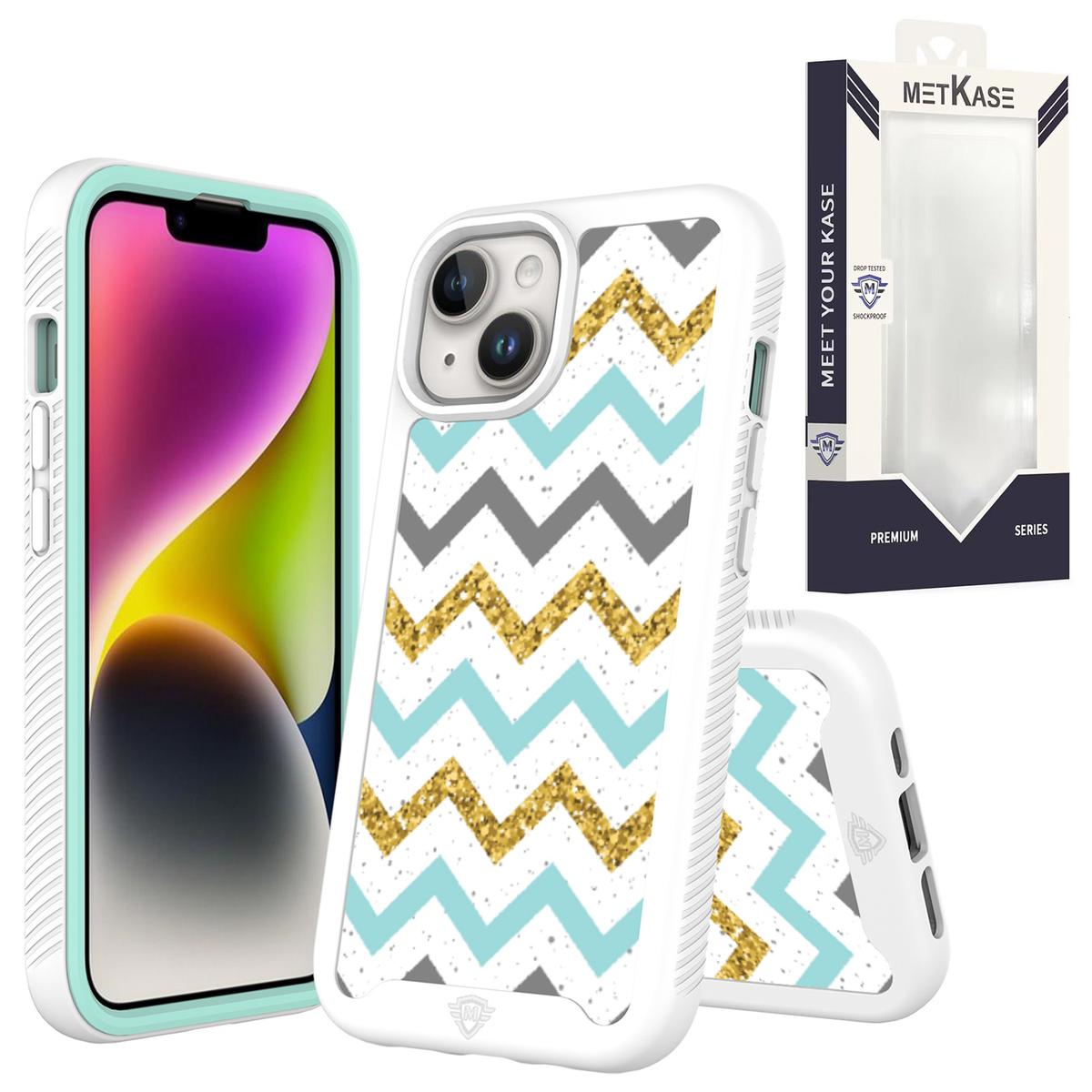 iPhone 15 METKASE Premium Exotic Design Hybrid Case in Slide-Out Package - Zigzag
