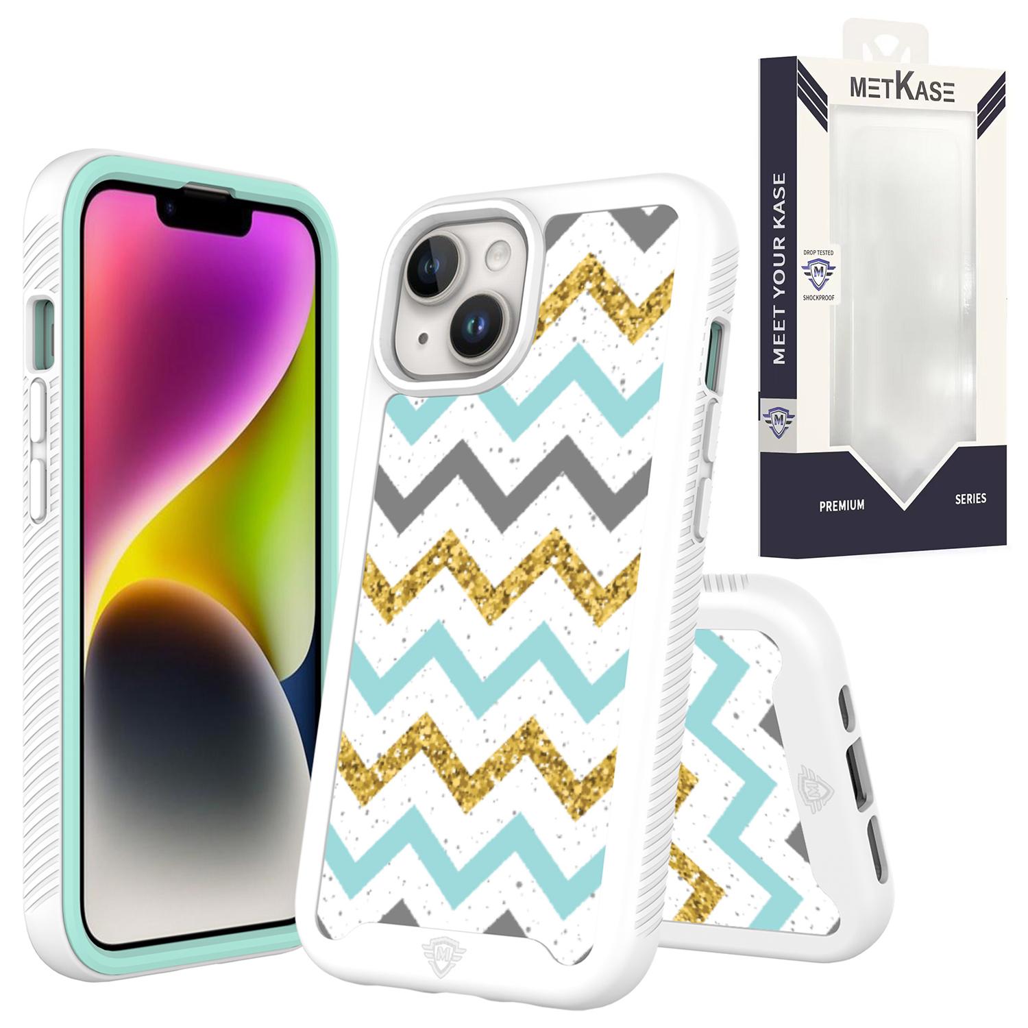 iPhone 15 METKASE Premium Exotic Design Hybrid Case in Slide-Out Package - Zigzag