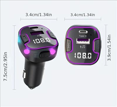 Car Charger Wireless FM BT 5.3 Transmitter Dual USB Modulator 3.1A Car Charger MP3 Player Audio Receiver Handsfree Car Kit, photo 5 of 5