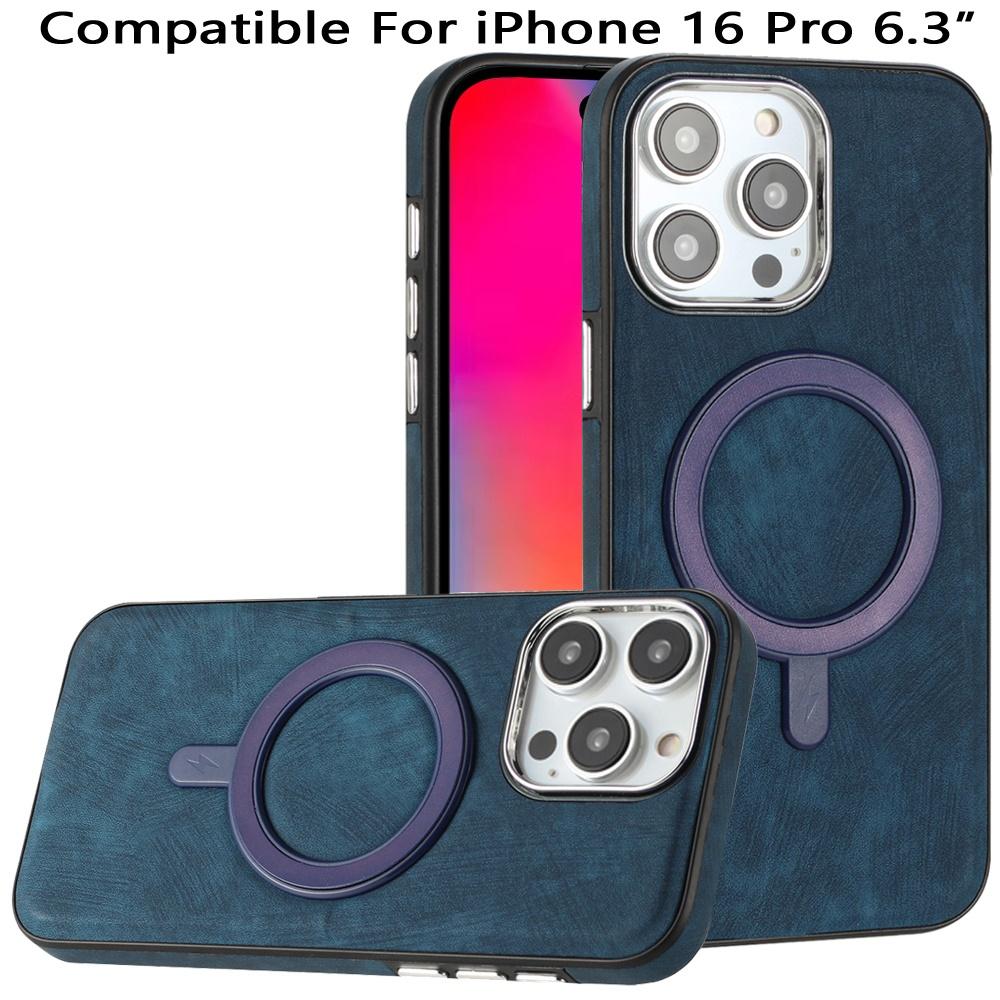 iPhone 16 Pro 6.3" Fashion PU Vegan Leather Case | Chrome Edged Slim Cover with Premium Look & Feel, photo 4 of 7