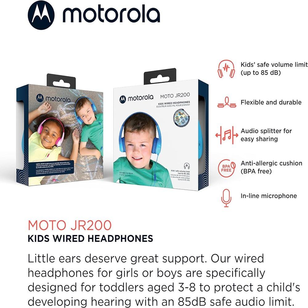 Motorola Moto JR200 Kids Headphones with Microphone BLUE