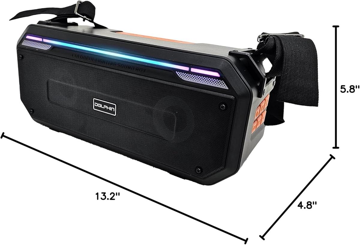 Dolphin SPB-20X 40W Boombox Bluetooth Speaker: Retro, 40W Output, Bass, Loud, LED Light Show, Outdoors, Portable, Rechargeable, Long Lasting Battery, photo 6 of 6