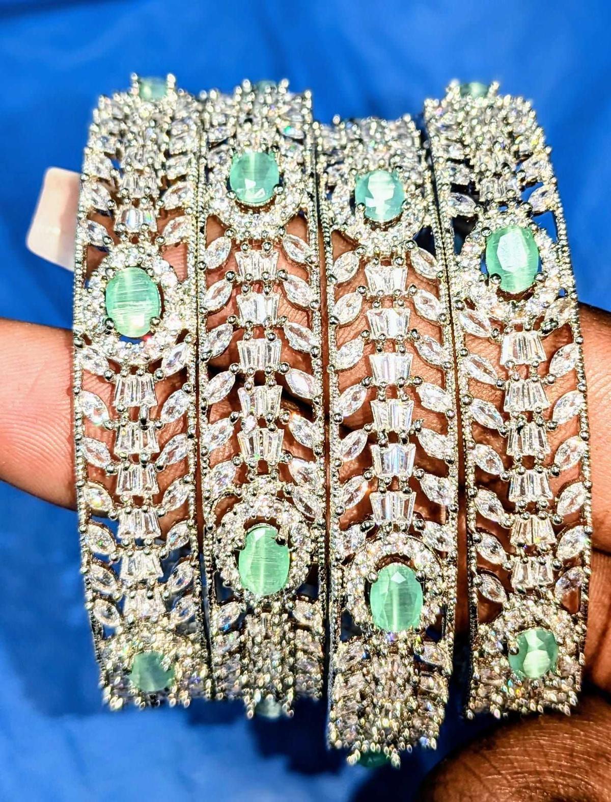 bangles with Mint Green and white Stones, photo 2 of 2