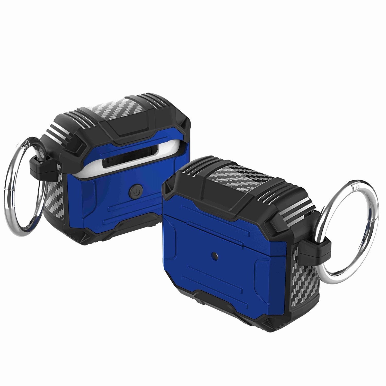 AirPods 3 Rugged ShockProof Hybrid With Metal Hook Case Cover - Dark Blue