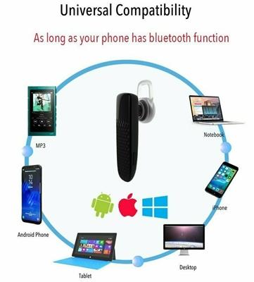 In Ear Mono Bluetooth Earpieces with Microphone and Music 618M in Black, photo 3 of 7