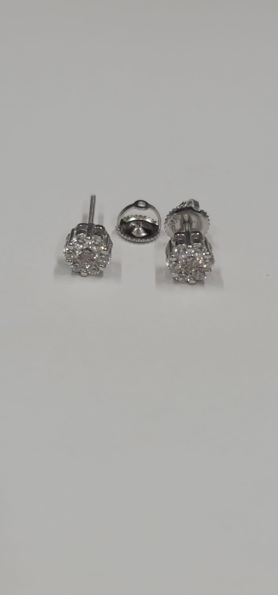 S925 Dterling Silver Flower fine screwback stud earrings, photo 2 of 4