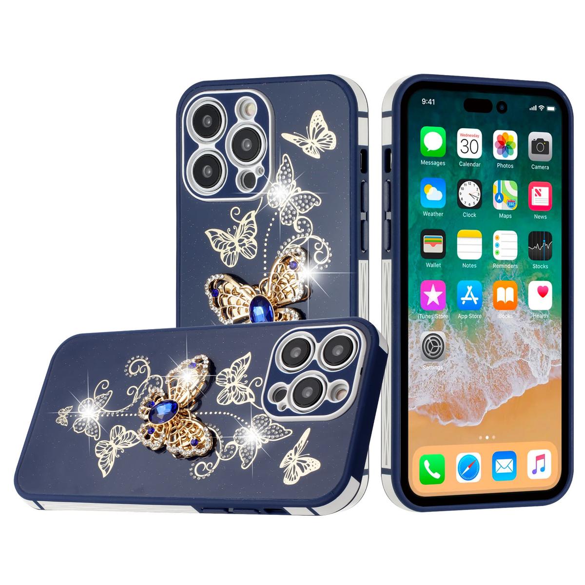 Apple iPhone 14 PRO 6.1" SPLENDID Glitter Butterfly Soft TPU Case Cover – Stylish & Flexible, photo 3 of 10